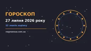 Щоденний гороскоп на 27 липня 2026 року на тлі спокійного ранкового неба, символ знаків зодіаку