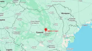 Розташування Сфанту-Георге на мапі дельти Дунаю